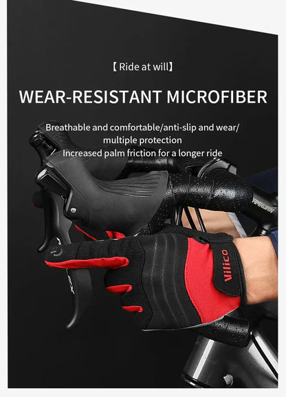 Vilico Outdoor Mountaineering Hiking and Cycling Gloves for Men and Women With Thickened Shock Absorbers Breathable and Non Slip