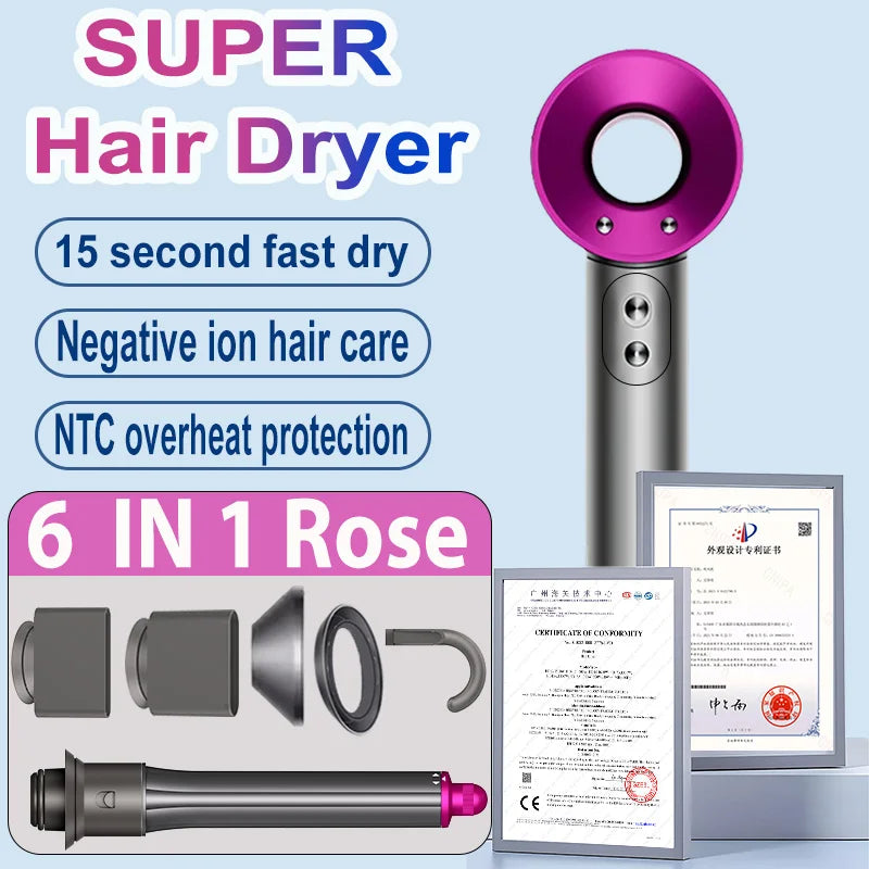 1600W Professinal Leafless Hair Dryer Negative Ion Hair Care Hairdryer Home Powerful Blow dryer Styling Toos Gift For Women