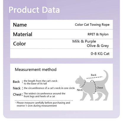 Cat Harness Leash Set Traction Rope Kitten Chest Strap Pet Outdoor Supplies for Pet Breathable Harness Leash Puppy Cat Vest