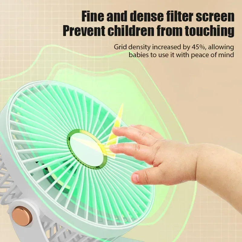 Xiaomi 2025 Clip-on Fan 8000mah  5 Speed Quiet Rechargeable Desktop Air Circulator Wireless Fan With LED Light For Office