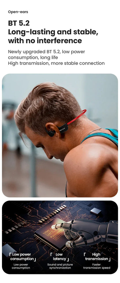 Bone Conductive Wireless Earphones Bluetooth 5.2 Open Headphones Sports Headset Waterproof Earhooks Headworn Loop