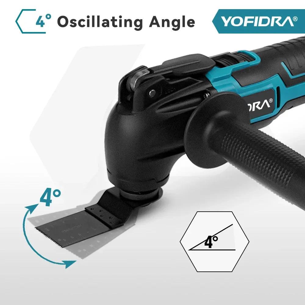 YOFIDRA Cordless Oscillating Multi Tool 6 Gears Electric Cutting Polishing Trimming Machine Power Tool For Makita Battery Pin