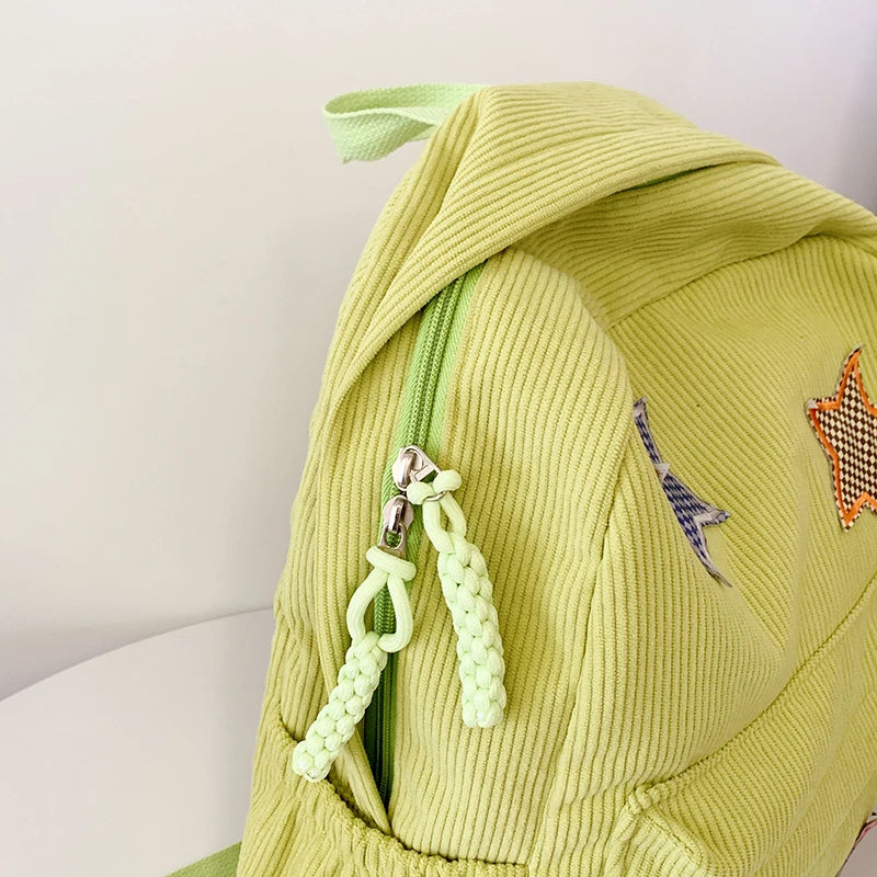 Women Schoolbag Waterproof Large Capacity School Backpack Smooth Zipper Solid Color Teens Girl Casual Daypack Bag Student Supply