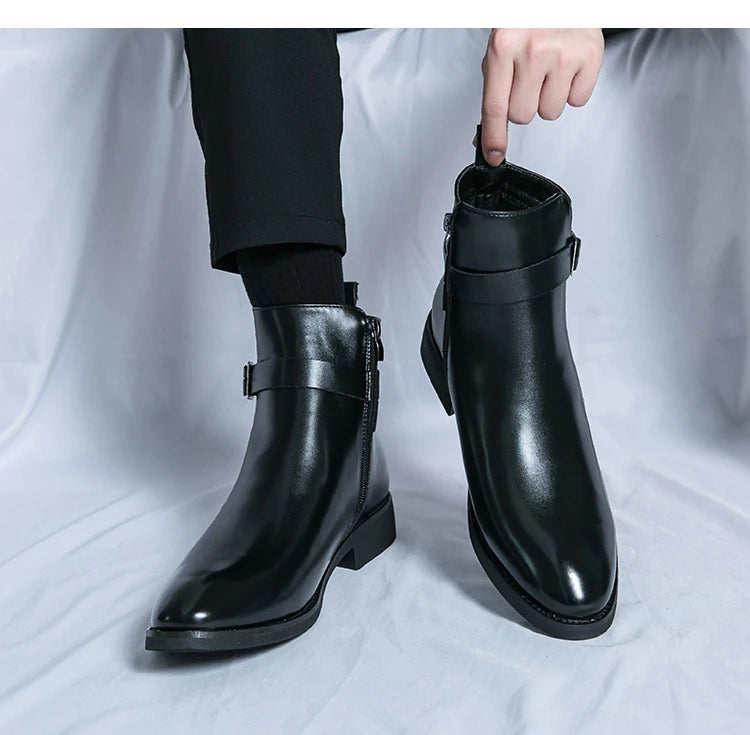 2025 Autumn Designer Business Casual Shoes For Men Trend Classic Leather Shoes Outdoor Chelsea Pointed Tip Brown Plus Size 47