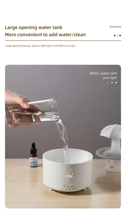Cloud Rain Humidifier Raindrop Aroma Essential Oil Diffuserremote Control Night Light Desktop Fountain Water Drop Sound For Home