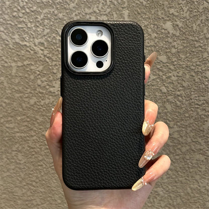 Luxury Business Lichee Pattern Leather Texture TPU Case For iPhone 16 15 14 13 12 11 Pro Max 16 Plus Shockproof Matte Soft Cover