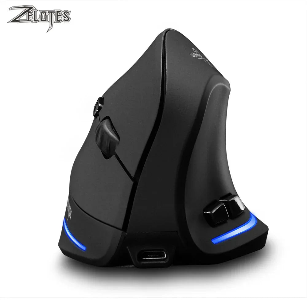 Zelotes F-35 Wireless Gaming Mouse Vertical Rechargeable 6 Key Mice 2.4G 3 Level DPI Adjustable Office/Gaming Computer Mouse