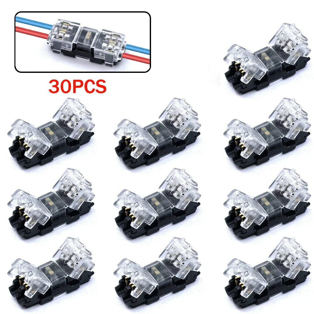 10/30/50pcs wire connect terminal connector, I Type 2-pin Bidirectional Plug-in Cable Buckle Connector Lock Cover Suitable LED