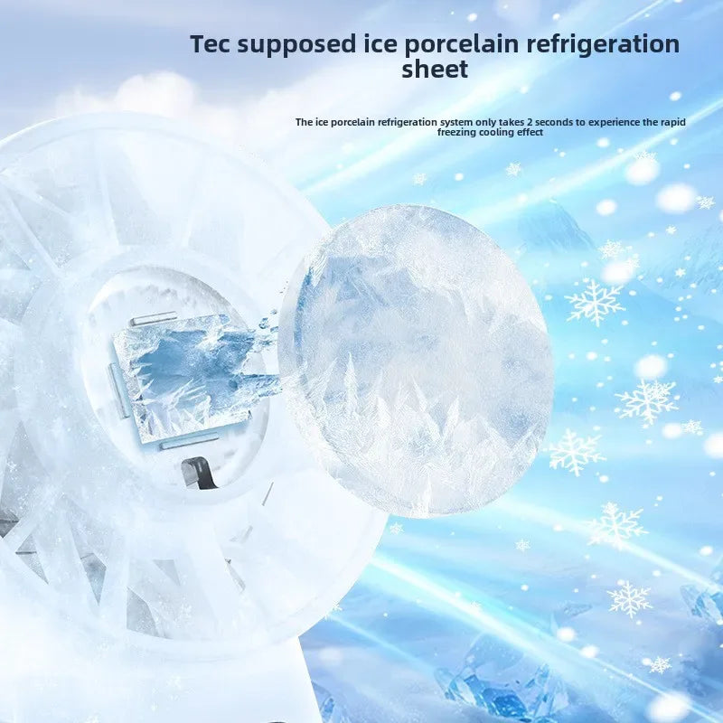 Ice compress high-speed cooling fan handheld fans USB Rechargeable portable mini fan LED Digital Display, Travel,Camping,Outdoor