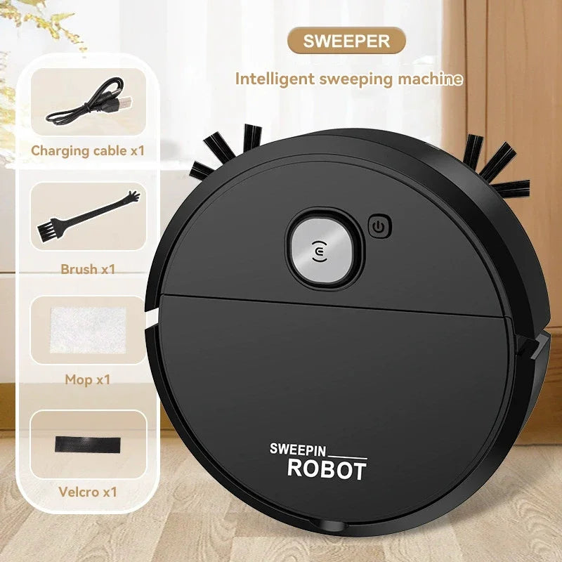 2026 3-in-1 Strong Suction Smart Sweeping Robot Rechargeable Washable Mop For Pet Hair Hard Floor Kitchen Room Sweeping Robot