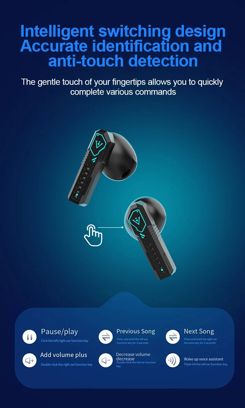 X37 Wireless Earphone Bluetooth Mecha Cool Esports Gaming Earbuds HIFI Stereo HD Call Headset Gamer Noise Reduction Low Latency