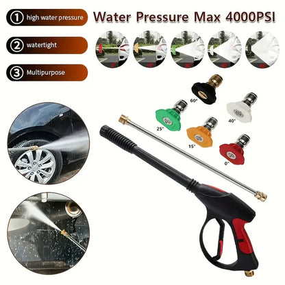 High Pressure Cleaning Water Gun M22-14 Copper Valve Core Car Washing Water Gun 1/4 Quick Connect 4000psi  With 5 Color Nozzles