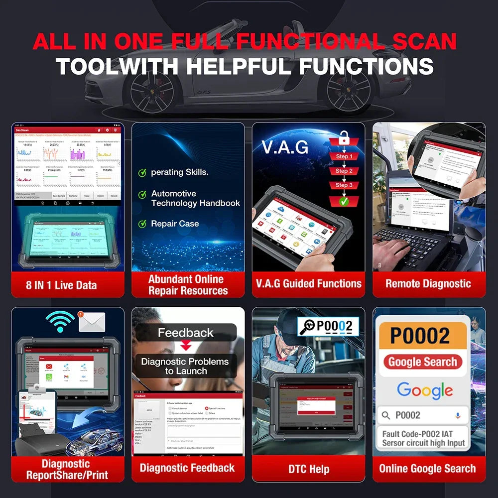 LAUNCH X431 PRO TT Car Diagnostic Tool OBD2 Scanner Full Systems ECU Coding Active Test VAG Guided DBScar VII ADAS Calibration