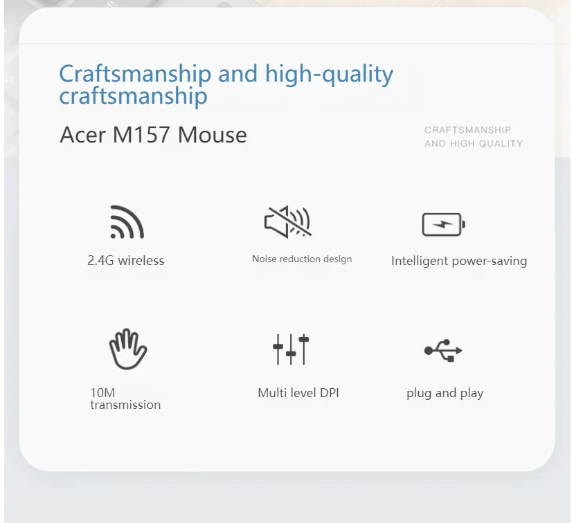 Acer 2.4Ghz Wireless Mouse Optical Portable Business Office Silent Mouse Suitable For Computer Laptop Notebook PC Esports Games