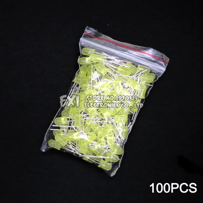 100PCS F5 LED Diode 5MM Assorted Kit White Green Red Blue Yellow Orange Pink Purple Warm White DIY kit Light Emitting Diode bxv