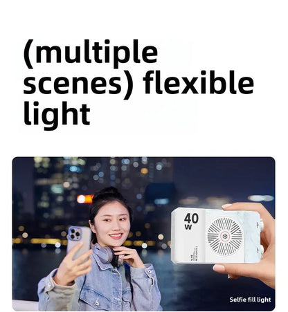 Portable LED video light 40W mini small portable fill light with built-in rechargeable battery, which can charge mobile phone PD