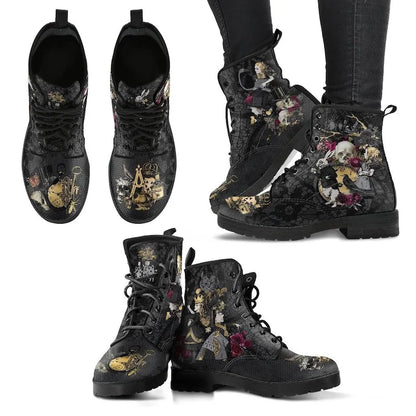 2022 Skull Flower Print High-Top Sneakers Women Boot Autumn Winter Fashion Woman Ankle Boots Adult Botas Mujer Plus Size 43