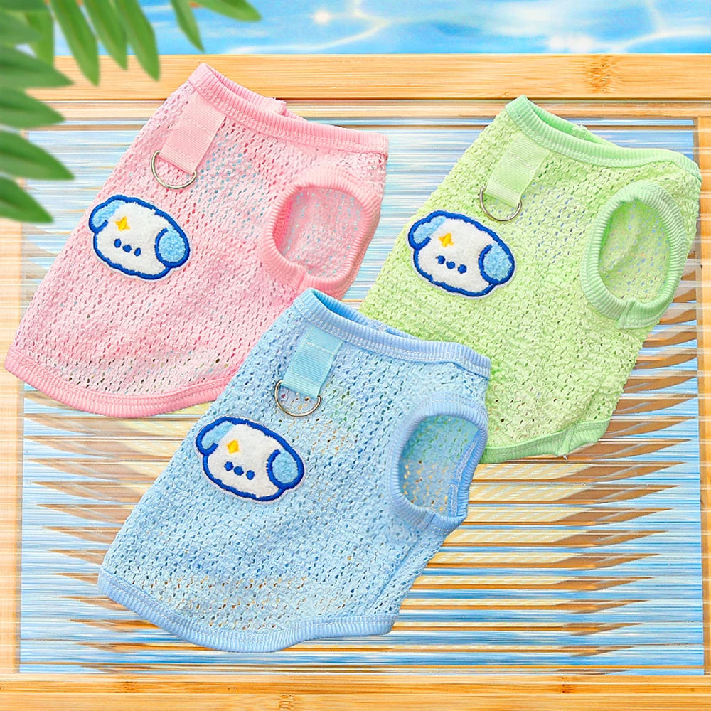 Cute Dog Cooling Vest Solid Breathable Mesh Thin Small Dog Summer Clothes  Bichon Medium Cat T Shirts Clothing Puppy Undershirt