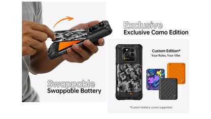 RugOne Xever 7 5G Rugged Phone Android 15 Smartphone 512GB ROM 12+12GB RAM 6.67" 120Hz AMOLED NFC 5500mAh Swappable Battery