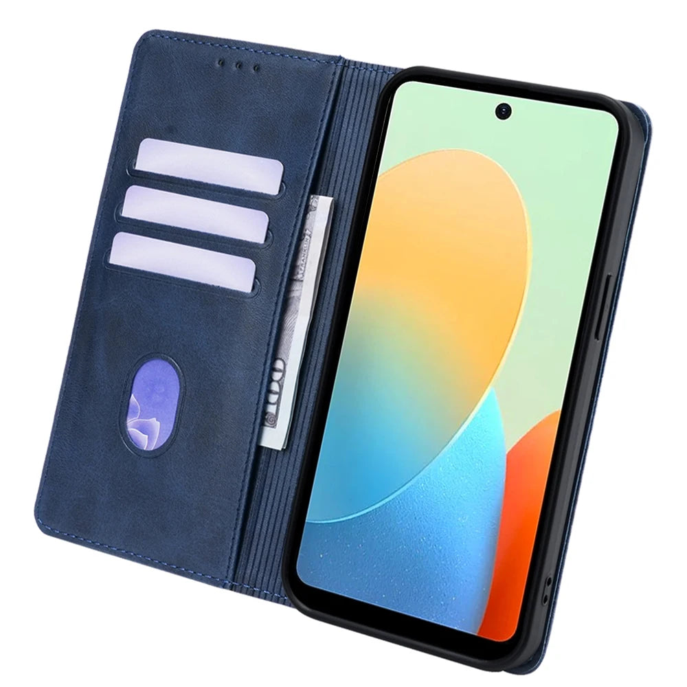 Business Magnetic Phone Case for Tecno Spark 20 10 Pro 20C 10C 8C Spark GO 2024 Pop 8 Pro Leather Wallet Case Flip Cover