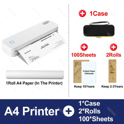 Wireless Mini A4 Thermal Printer Inkless Portable Bluetooth Mobile Phone Photo Document Printer For Office/Work/Home Use