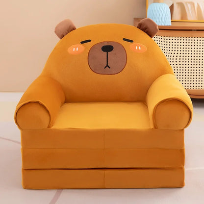 Three-layer folding children's small sofa cartoon kindergarten baby seat stool plush toy lazy sofa removable