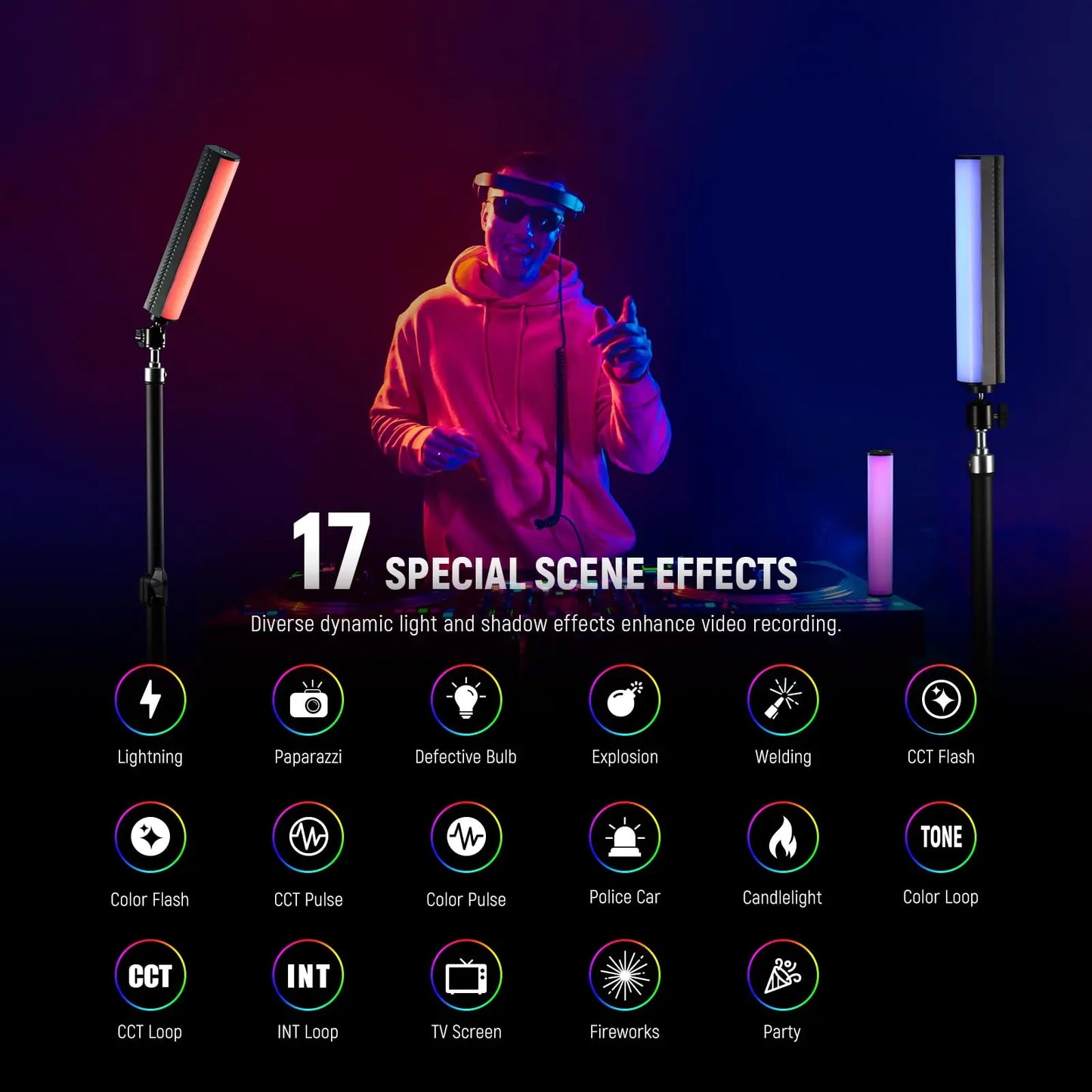 NEEWER RGB Light Wand with APP Control Magnetic Handheld Photography Video Light Stick Dimmable CRI95+ Full Color LED Tube Bar