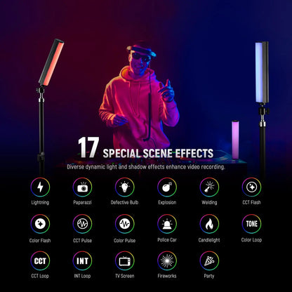 NEEWER RGB Light Wand with APP Control Magnetic Handheld Photography Video Light Stick Dimmable CRI95+ Full Color LED Tube Bar