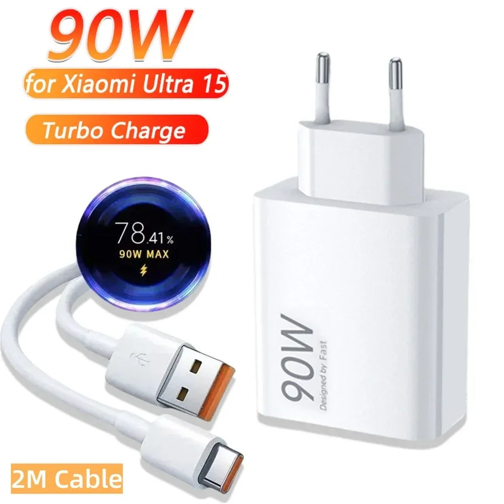90W Fast Charger For Universal USB Charging Power Adapter USB To Type C Quick Charging Cable Accessories Wall USB Charger