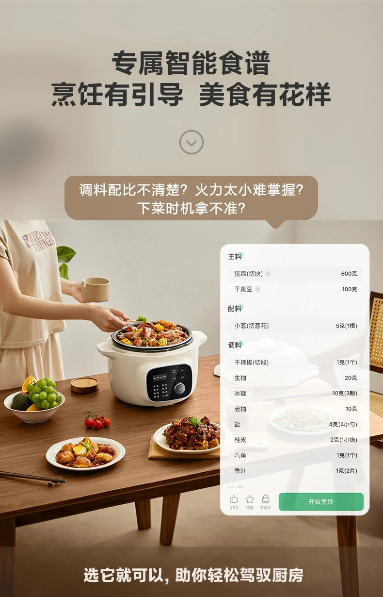 Electric Pressure Cooker 220V Home 4L Capacity Multifunctional Smart Rice Cooker Automatic multicooker 압력밥솥 طنجرة الضغط