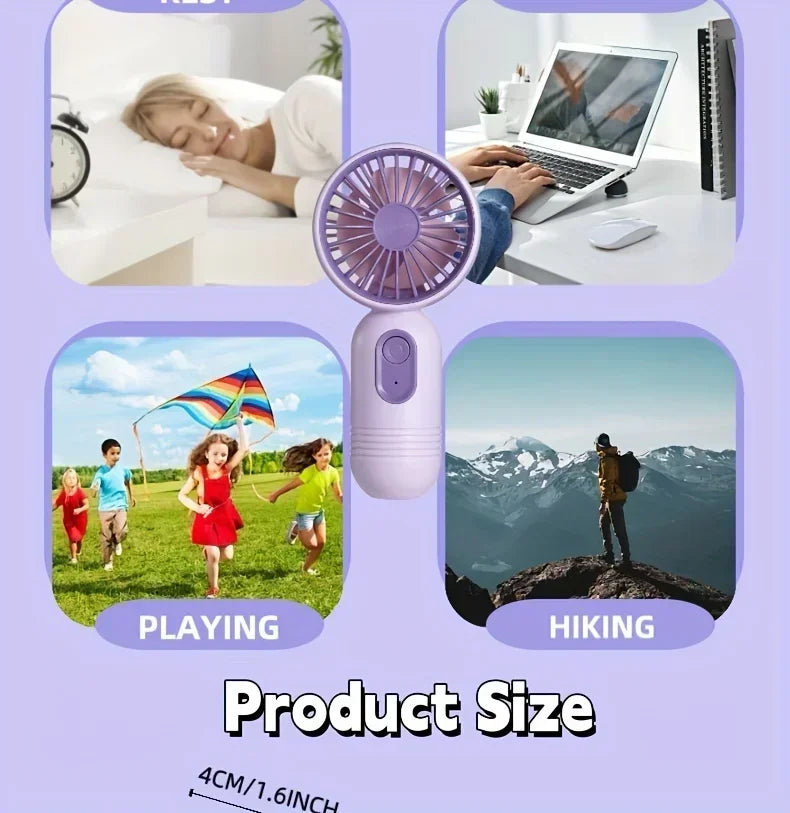 XIAOTREE Portable Fan USB Rechargeable 3-speed Handheld Fan for Men and Women Suitable for Office Outdoor Travel and Camping