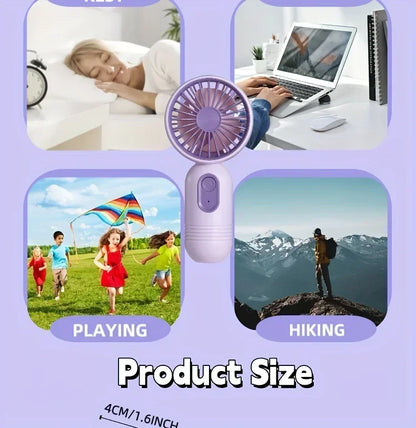 XIAOTREE Portable Fan USB Rechargeable 3-speed Handheld Fan for Men and Women Suitable for Office Outdoor Travel and Camping