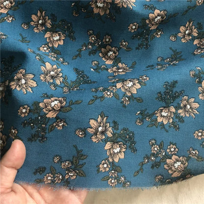 145cm Wide Printed Cotton and Linen Fabric Small Floral Patterns Retro Shirt Dress DIY Clothing Sewing Fabric 90% Cotton Content