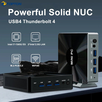 Topton Solid Nuc D17 Gaming Mini Computer Intel i7 1360P/1365U ES Thunderbolt 4 2*DDR5 2*2.5G LAN Firewall PC Windows 11 WiFi6E