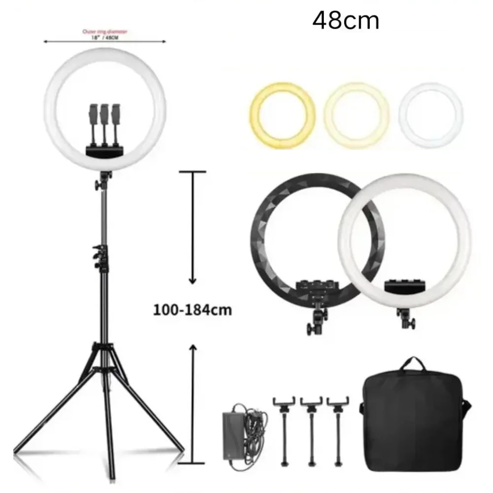 SH 18 Inch Knob Ring Light LED Selfie Video Lamp With Tripod Stand Phone Clip For YouTube Live Lighting Photo Photography Studio