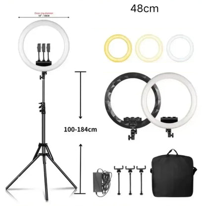 SH 18 Inch Knob Ring Light LED Selfie Video Lamp With Tripod Stand Phone Clip For YouTube Live Lighting Photo Photography Studio