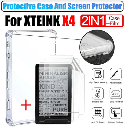 Soft TPU Case For XTEINK X4 4.3" With Screen Protector Original Back Cover And Screen Protector for XTEINK X4 Accessories