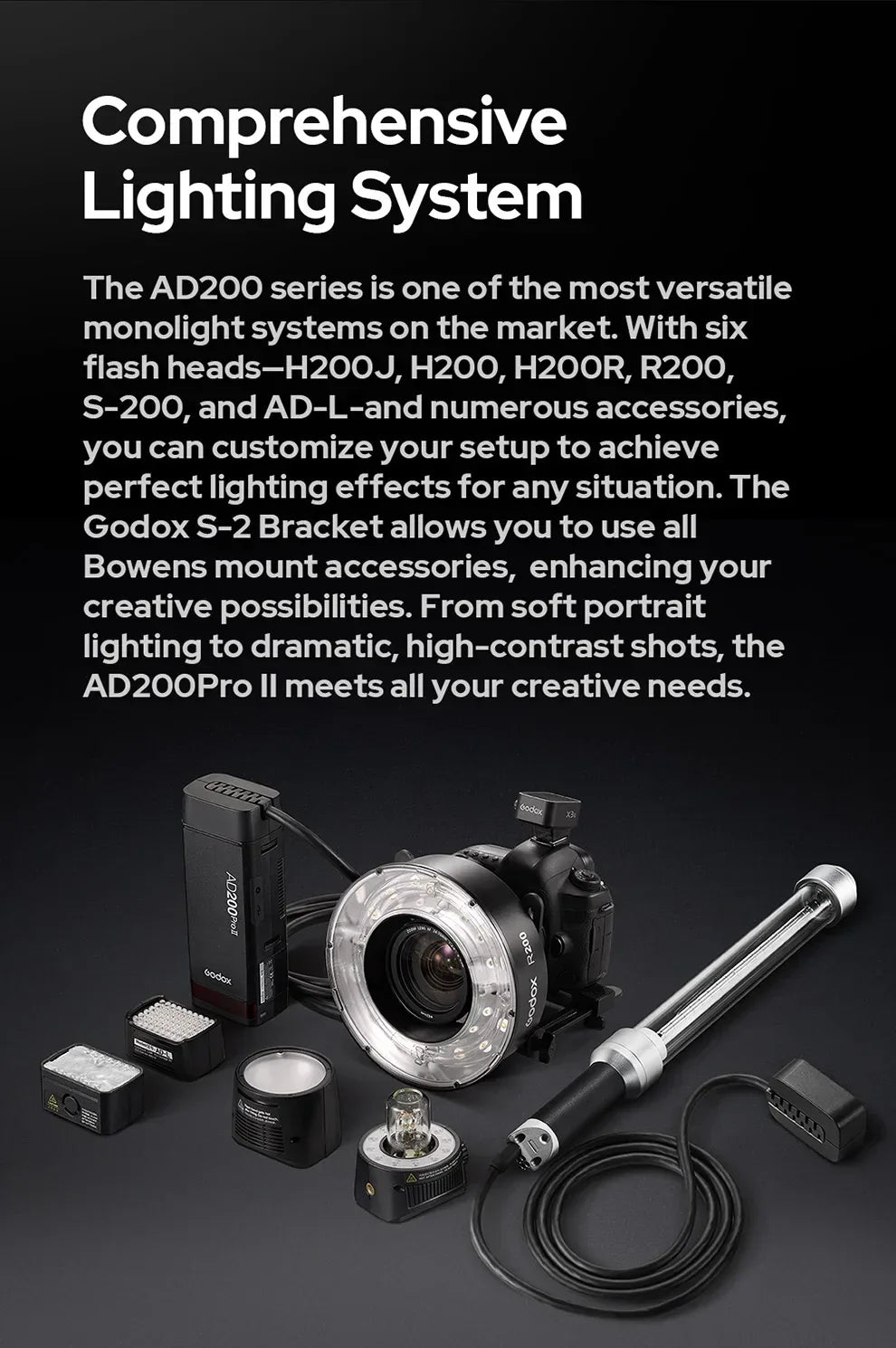 Godox AD200PRO II 200W Out-door Pocket Flash AD200PROII TTL HSS Speedlite Bi-color Modeling Lamp With X2T/X3/X3PRO/XPRO/XPROII