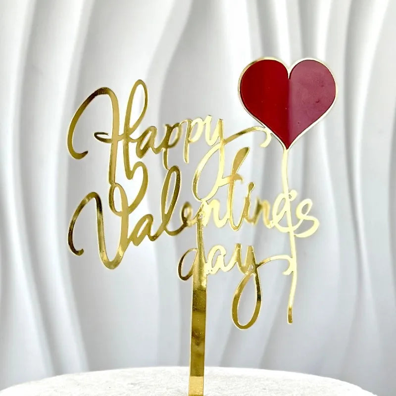 INS 14 Style Happy Valentine's Day Acrylic Cake Toppers Red Love Valentine's Day Cake Topper for  Valentine's Day Party Gifts