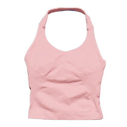 HISTELLO Halter Top Gym Vest Woman Backless Tank Tops Push Up Sport Bras Running Vest Workout Tops Activewear Yoga Clothing