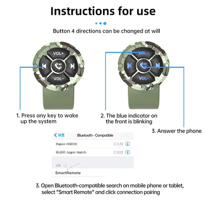 5 Keys Smart Remote Controller Wireless Bluetooth-compatible Media Button Psychedelic/Black Colors Car Motorcycle bike Control