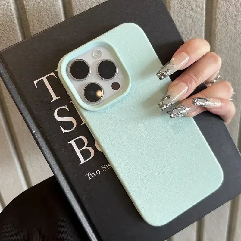 Luxury Matte Soft Leather Candy Phone Case For iPhone 15 Pro Max Case iPhone 16 14 13 11 12 Pro Max Liquid Silicone Rugged Cover