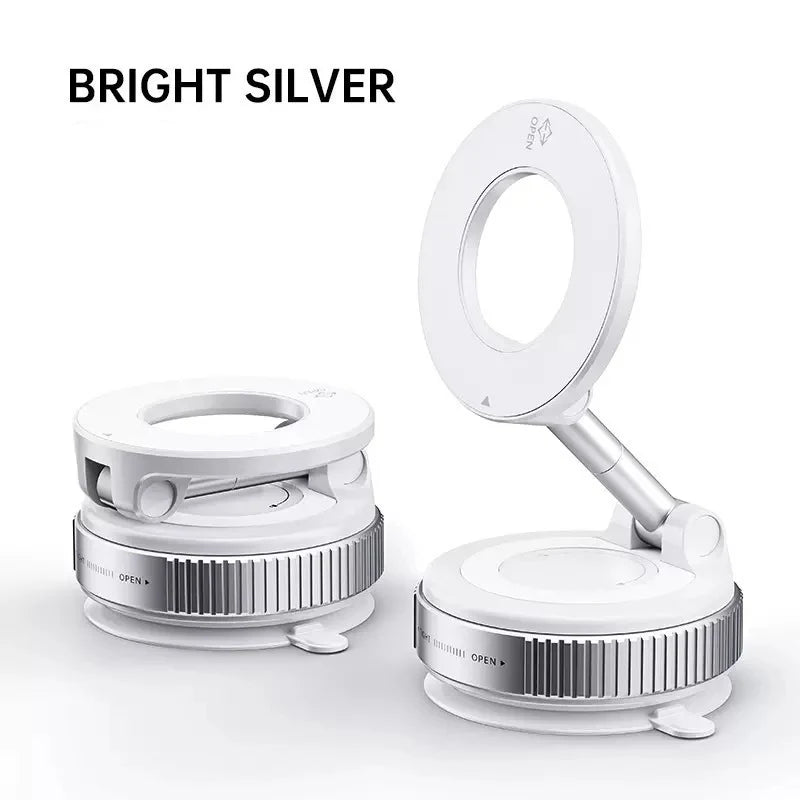 Strong Magnetic Vacuum Car Phone Holder Foldable 360° Adjustable Universal Mount for Car Dashboard Desk Bathroom & More ﻿