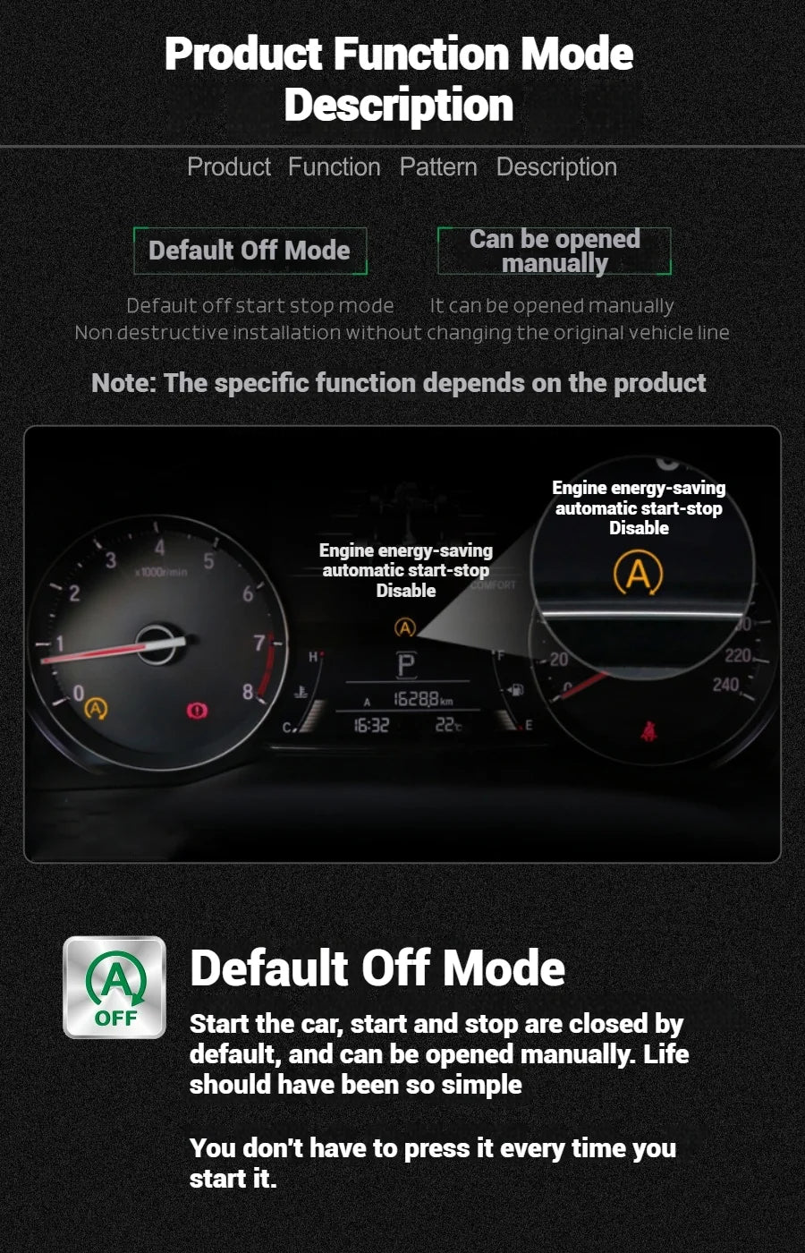 Auto Start Stop Off For Honda 10th Generation Accord Civic HRV URV CRV ZRV Inspire Breeze Crider Envix Auto Start-stop Disabler