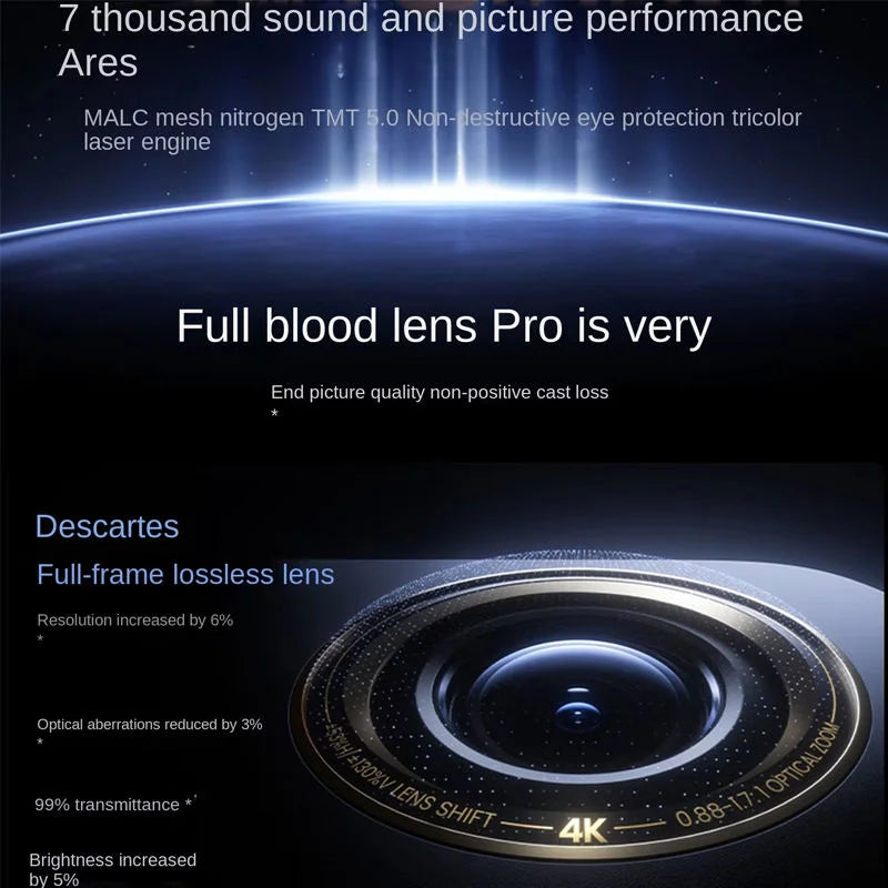 JMGO Projector N5 Pro DLP Optical Zoom Three-Color Laser Home 4K Ultra-HD Connectable Mobile Phone Screen Mirroring Android