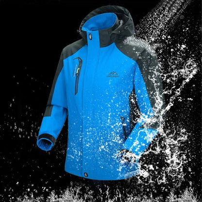 Men's Autumn Hiking Jacket Hooded Removable Waterproof Lightweight Rain Coat Trekking Outdoor Camping Casual Sportswear