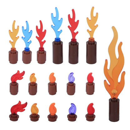 MOC Medieval Campfire Building Block Flame Wave Candle Transparent Wine Bottle Educational Toy Compatible Accessories Brick K054