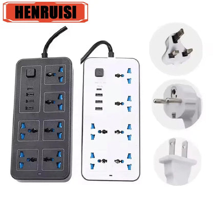 Universal Power Strip AC Outlet With Extension Cable Type C USB Ports Charger Electrical Socket For iPhone POCO Samsung Xiaomi