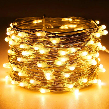 100/2M Outdoor LED String Lights Garland Waterproof Fairy Light Christmas Wedding Party Holiday Gardening Decoration USB/Battery