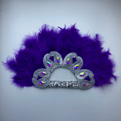 2025 New Design African Turkey Feather Big Fan Ladies Wedding Feather Fan for Bride Double Side Feather Nigerian Feather Handfan